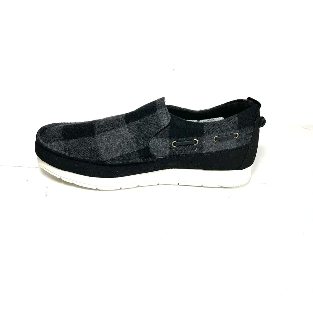 Sperry Top-Sider Mens‎ Moc-Sider Slip On Shoes Wool Black/Gray Plaid